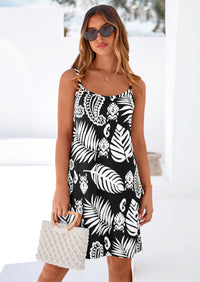 PRETTYGARDEN Women's Summer Dresses Casual Print Spaghetti Strap Sleeveless Sundress Beach Vacation Cover Ups PRETTYGARDEN