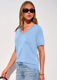 PRETTYGARDEN Womens Short Sleeve Sweater V Neck Trendy Pullover Tops Summer Spring Loose Lightweight Casual Blouse PRETTYGARDEN