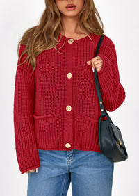 PRETTYGARDEN Cardigan Sweaters for Women Trendy Oversized Knit Chunky Button Cardigans Fall Winter Outfits with Pockets