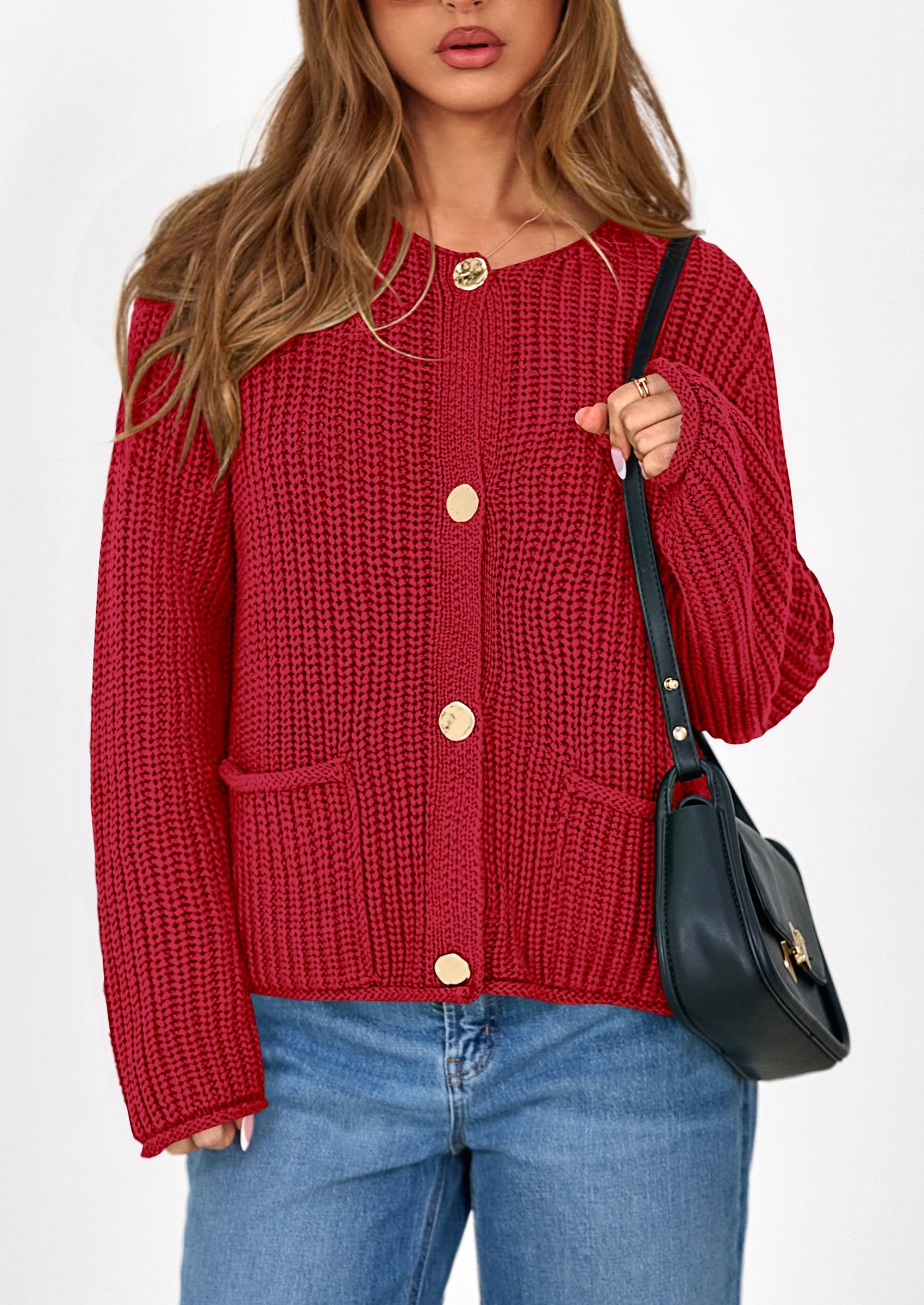 PRETTYGARDEN Cardigan Sweaters for Women Trendy Oversized Knit Chunky Button Cardigans Fall Winter Outfits with Pockets