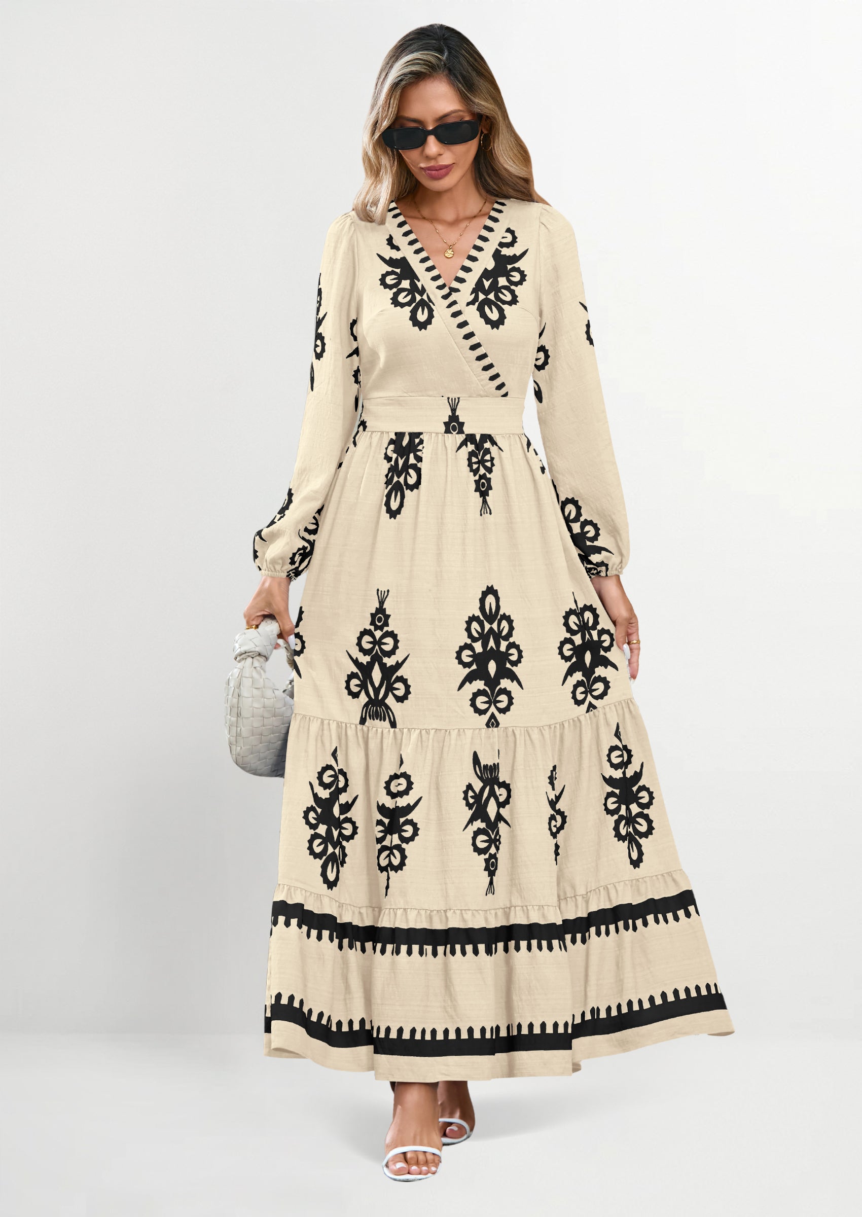 PRETTYGARDEN Women's Fall Wedding Guest Dresses Boho Floral Long Sleev PRETTYGARDEN Women's Fall Wedding Guest Dresses Boho Floral Long Sleev