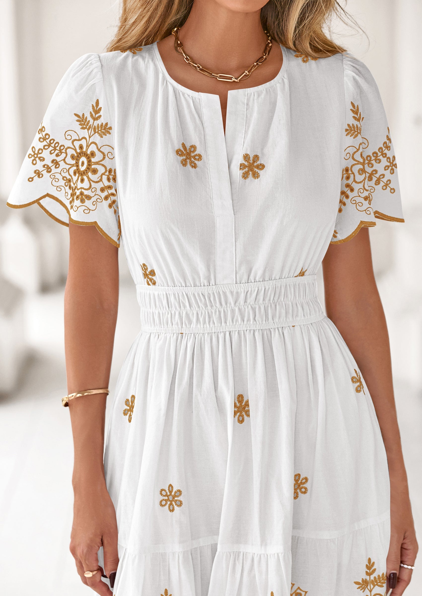 PRETTYGARDEN Boho Dresses for Women Summer Spring Casual Floral Short Sleeve V Neck Maxi Elastic Waist Dress Pockets PRETTYGARDEN