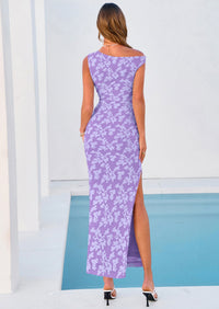 PRETTYGARDEN Womens Floral One Shoulder Maxi Dress Summer Spring Bodycon Ruched Side Slit Elegant Cocktail Party Dresses PRETTYGARDEN