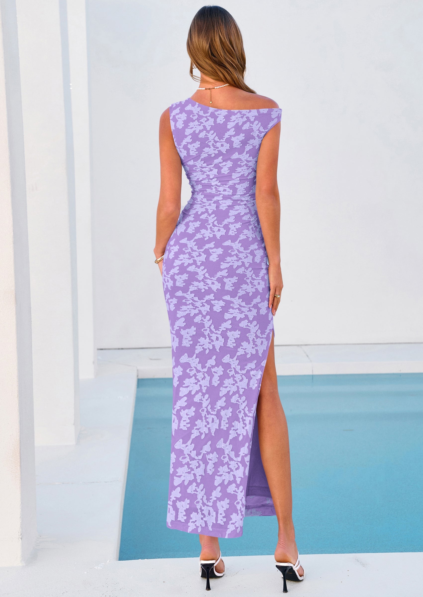 PRETTYGARDEN Womens Floral One Shoulder Maxi Dress Summer Spring Bodycon Ruched Side Slit Elegant Cocktail Party Dresses PRETTYGARDEN