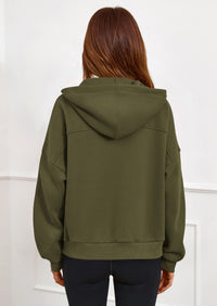 PRETTYGARDEN Womens Hoodies Cropped Fleece Sweatshirts Fall Fashion Quarter Zip Pullover Long Sleeve Tops Winter Clothes