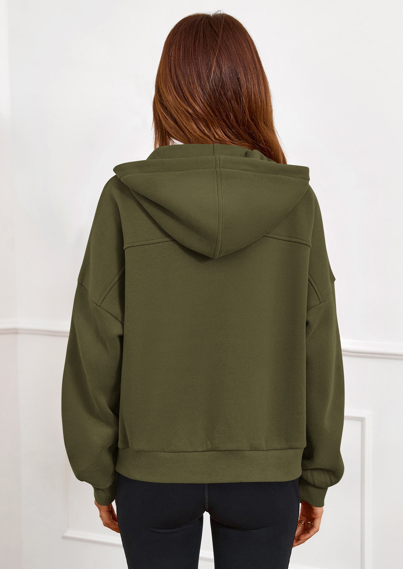 PRETTYGARDEN Womens Hoodies Cropped Fleece Sweatshirts Fall Fashion Quarter Zip Pullover Long Sleeve Tops Winter Clothes