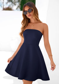 PRETTYGARDEN Women's Strapless Mini Summer Dress Spring A Line Tube Top Sundress Cocktail Party Short Dresses PRETTYGARDEN