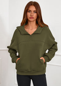 PRETTYGARDEN Womens Hoodies Cropped Fleece Sweatshirts Fall Fashion Quarter Zip Pullover Long Sleeve Tops Winter Clothes