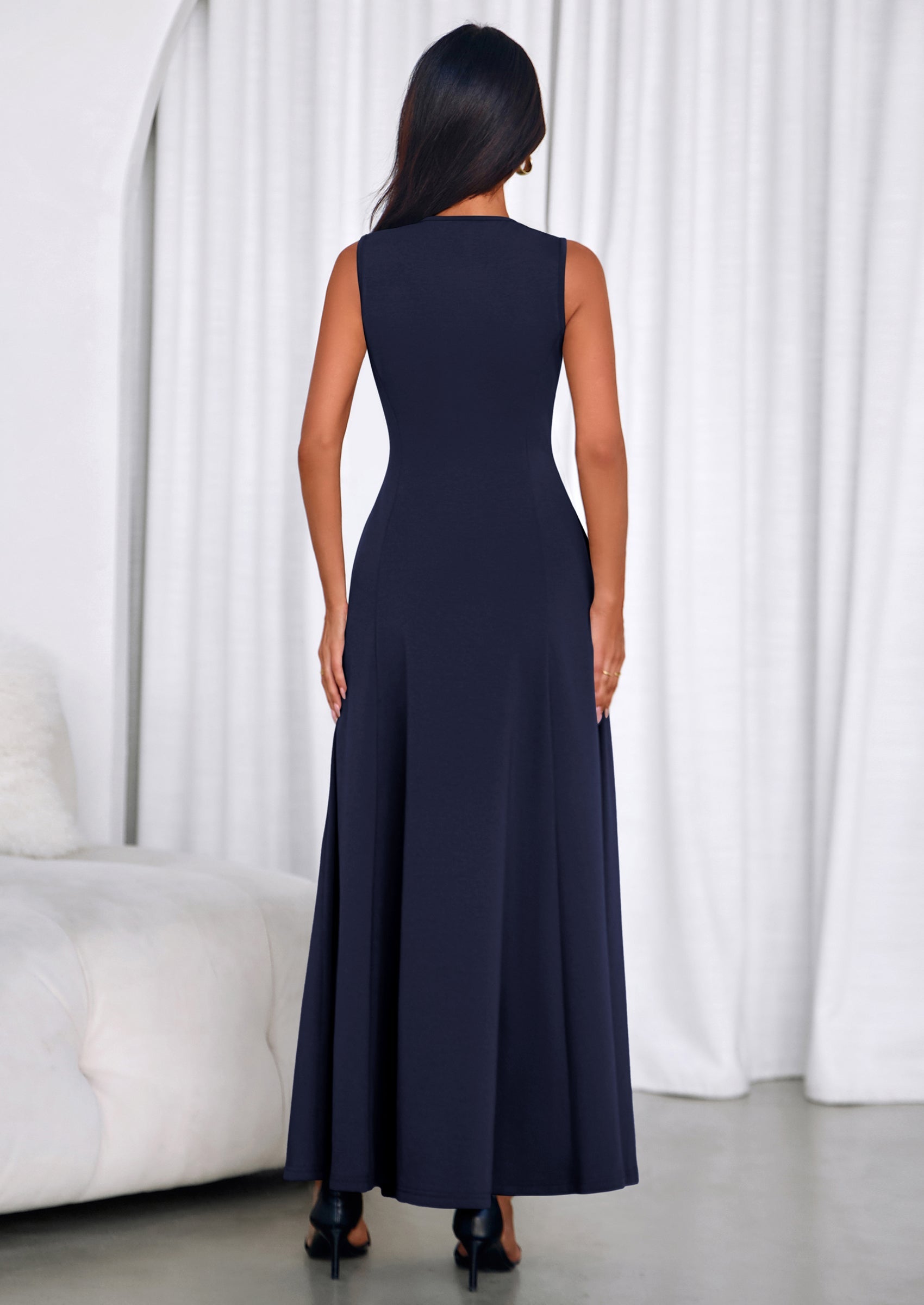 PRETTYGARDEN Women's Summer Tank Maxi Dress Spring Sleeveless Swing A Line Long Flowy Elegant Cocktail Dresses Pockets PRETTYGARDEN