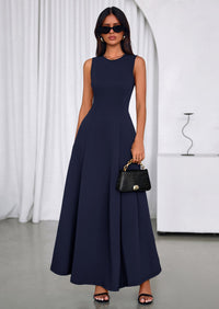 PRETTYGARDEN Women's Summer Tank Maxi Dress Spring Sleeveless Swing A Line Long Flowy Elegant Cocktail Dresses Pockets PRETTYGARDEN