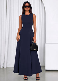 PRETTYGARDEN Women's Summer Tank Maxi Dress Spring Sleeveless Swing A Line Long Flowy Elegant Cocktail Dresses Pockets PRETTYGARDEN