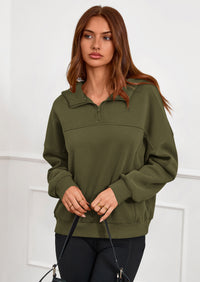 PRETTYGARDEN Womens Hoodies Cropped Fleece Sweatshirts Fall Fashion Quarter Zip Pullover Long Sleeve Tops Winter Clothes