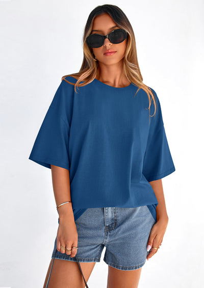 PRETTYGARDEN Women's Spring Going Out Tops Casual Short Sleeve Crewneck Loose Fit Basic Cute Tee Shirts Summer Outfits PRETTYGARDEN