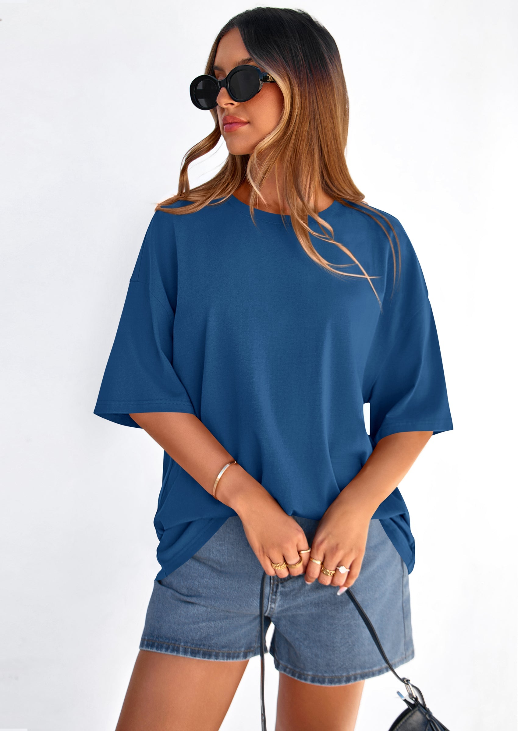 PRETTYGARDEN Women's Spring Going Out Tops Casual Short Sleeve Crewneck Loose Fit Basic Cute Tee Shirts Summer Outfits PRETTYGARDEN