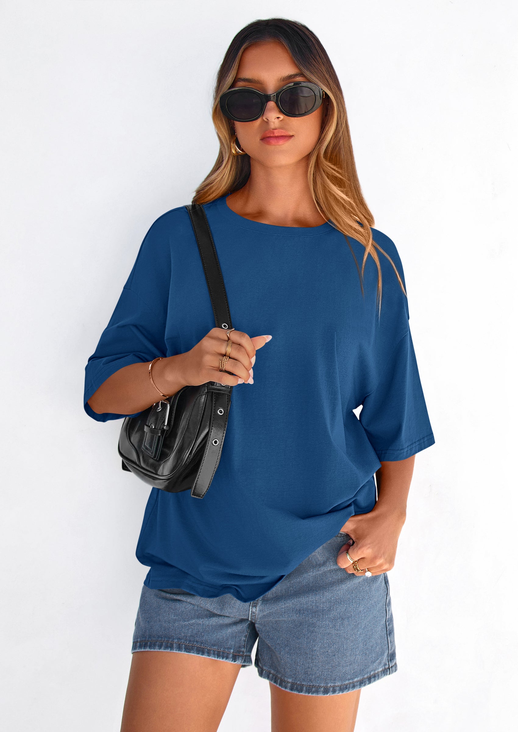 PRETTYGARDEN Women's Spring Going Out Tops Casual Short Sleeve Crewneck Loose Fit Basic Cute Tee Shirts Summer Outfits PRETTYGARDEN