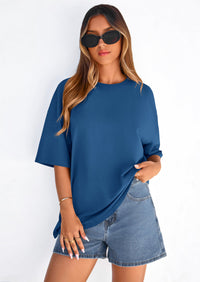 PRETTYGARDEN Women's Spring Going Out Tops Casual Short Sleeve Crewneck Loose Fit Basic Cute Tee Shirts Summer Outfits PRETTYGARDEN