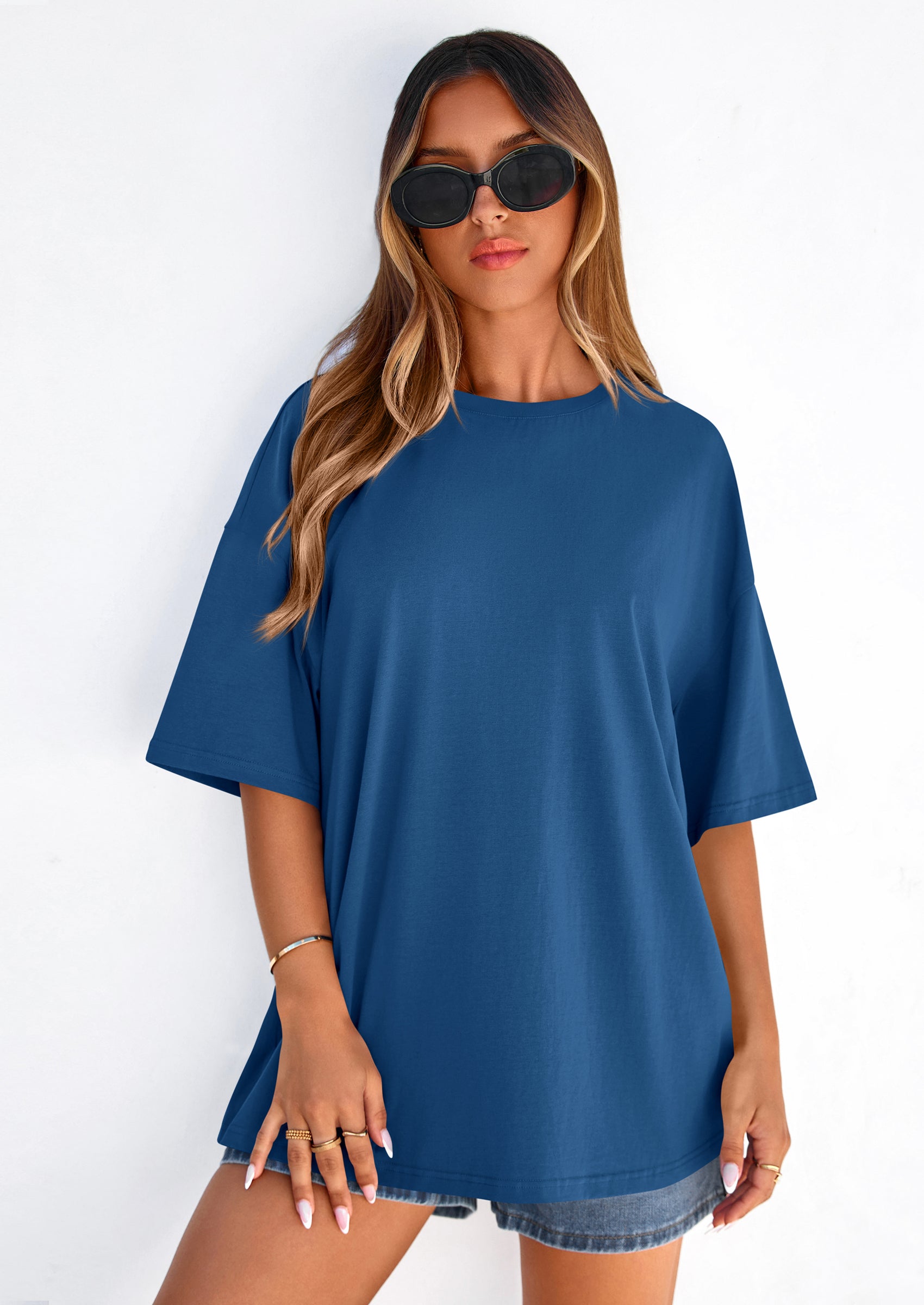 PRETTYGARDEN Women's Spring Going Out Tops Casual Short Sleeve Crewneck Loose Fit Basic Cute Tee Shirts Summer Outfits PRETTYGARDEN