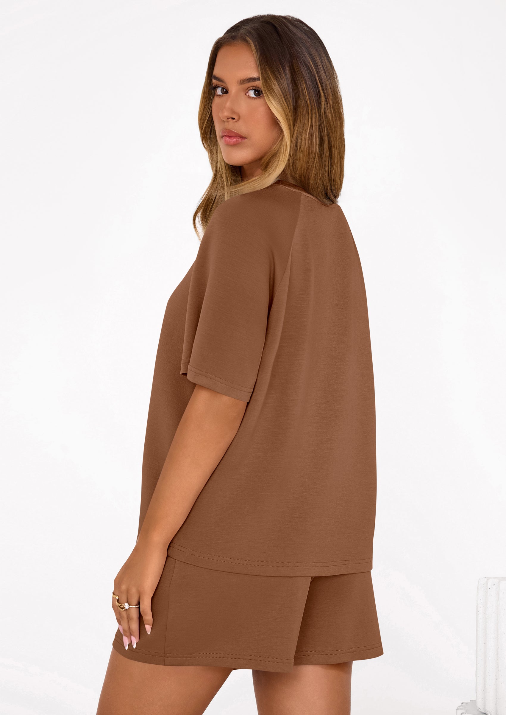 PRETTYGARDEN Women's 2 Piece Lounge Sets Short Sleeve Shirts Casual Tops Shorts Matching Clothing Summer Airport Outfits PRETTYGARDEN