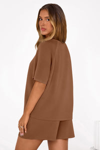 PRETTYGARDEN Women's 2 Piece Lounge Sets Short Sleeve Shirts Casual Tops Shorts Matching Clothing Summer Airport Outfits PRETTYGARDEN