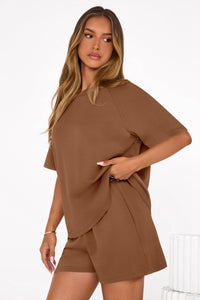 PRETTYGARDEN Women's 2 Piece Lounge Sets Short Sleeve Shirts Casual Tops Shorts Matching Clothing Summer Airport Outfits PRETTYGARDEN