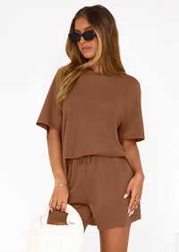 PRETTYGARDEN Women's 2 Piece Lounge Sets Short Sleeve Shirts Casual Tops Shorts Matching Clothing Summer Airport Outfits PRETTYGARDEN