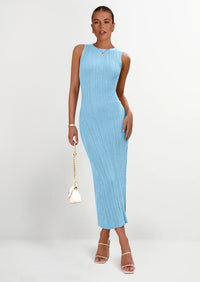 PRETTYGARDEN Women's Casual Maxi Dresses Ribbed Knit Sleeveless Bodycon Elegant Going Out Beach Vacation Clothes