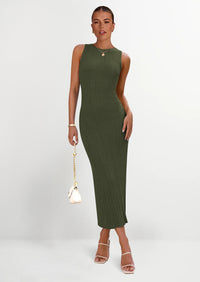 PRETTYGARDEN Women's Casual Maxi Dresses Ribbed Knit Sleeveless Bodycon Elegant Going Out Beach Vacation Clothes