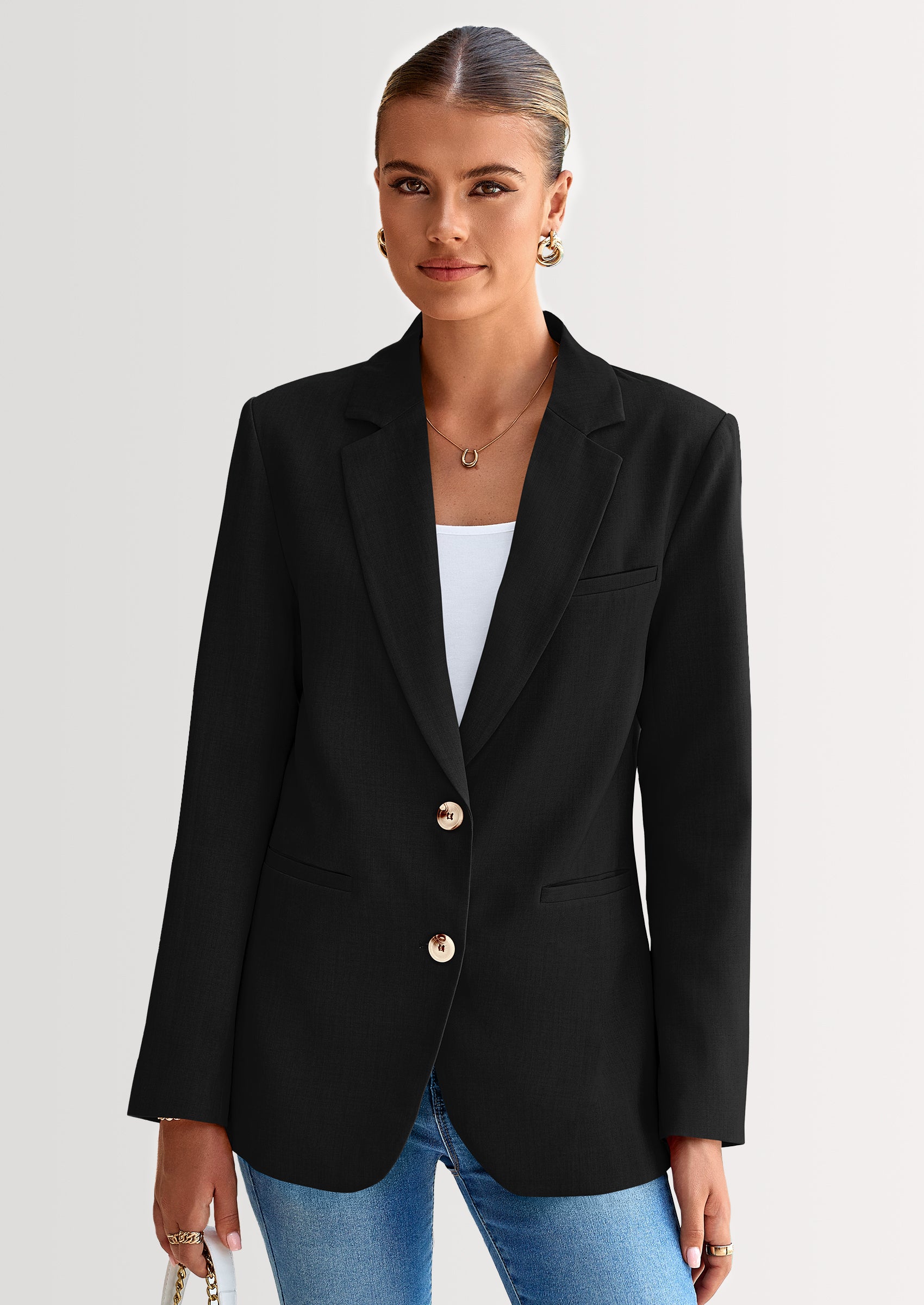 PRETTYGARDEN Blazers for Women Business Casual Long Sleeve Lapel Open Front Suit Jacket Work Blazer with Pockets