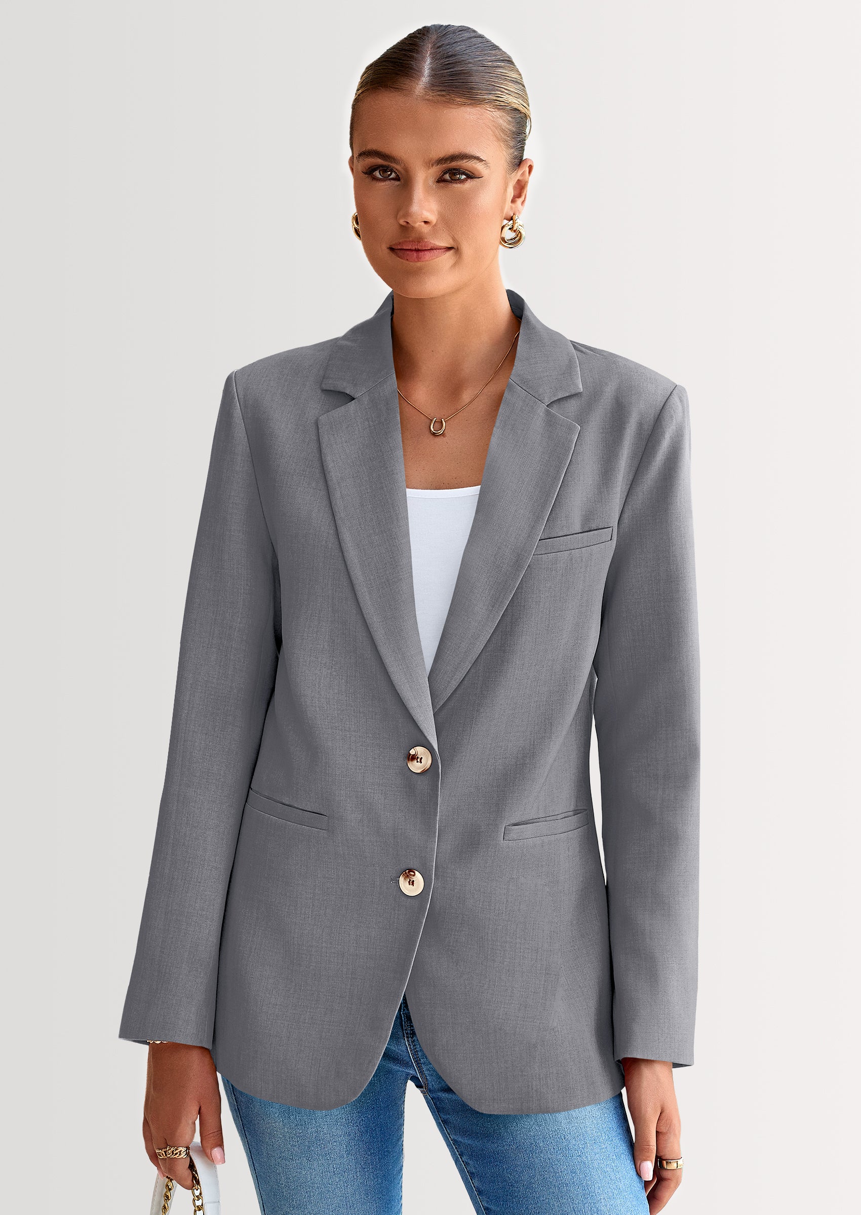 PRETTYGARDEN Blazers for Women Business Casual Long Sleeve Lapel Open Front Suit Jacket Work Blazer with Pockets