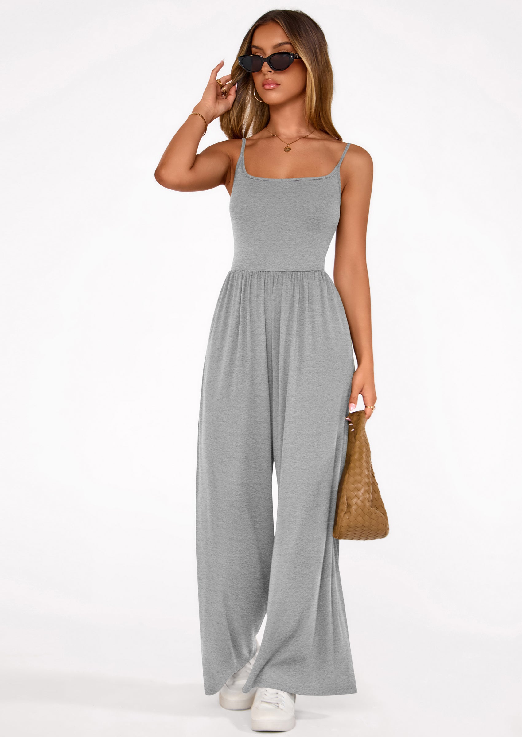 PRETTYGARDEN Summer Jumpsuits for Women Casual Wide Leg Date Night Rompers Sleeveless Beach Vacation One Piece Outfits PRETTYGARDEN