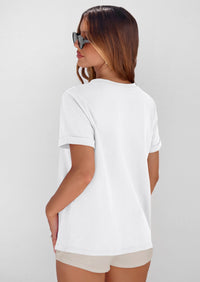 PRETTYGARDEN Womens Summer Tops Spring Casual Rolled Short Sleeve Basic Tees Crew Neck Work Shirts Fashion Clothing PRETTYGARDEN