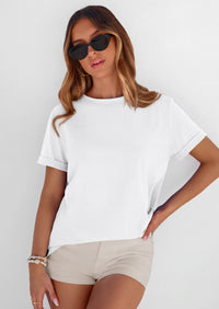 PRETTYGARDEN Womens Summer Tops Spring Casual Rolled Short Sleeve Basic Tees Crew Neck Work Shirts Fashion Clothing PRETTYGARDEN