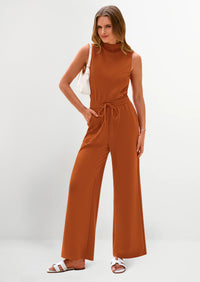 PRETTYGARDEN Jumpsuits Dressy Outfits Casual Sleeveless Mock Neck Wide Leg Pants Rompers