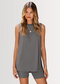 PRETTYGARDEN 2 Piece Sets for Women Summer Matching Lounge Shorts Set Resort Airport Travel Loungewear Outfits Clothing