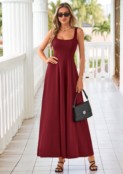 PRETTYGARDEN Cocktail Dresses for Women Formal Summer Sleeveless A Line Long Flowy Spring Wedding Guest Party Midi Dress