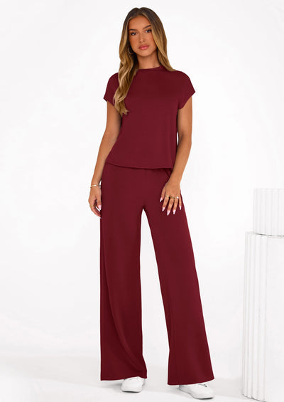 PRETTYGARDEN Womens 2 Piece Outfits Casual Cap Sleeve Lounge Set Summer Tracksuits Matching Sets Beach Fashion Travel Clothes PRETTYGARDEN