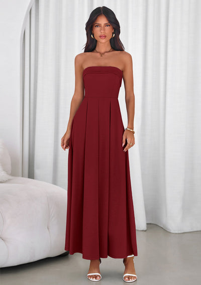 PRETTYGARDEN Cocktail Dresses for Women Summer Formal Elegant Tube Top Strapless Spring Wedding Guest Party Midi Dress PRETTYGARDEN