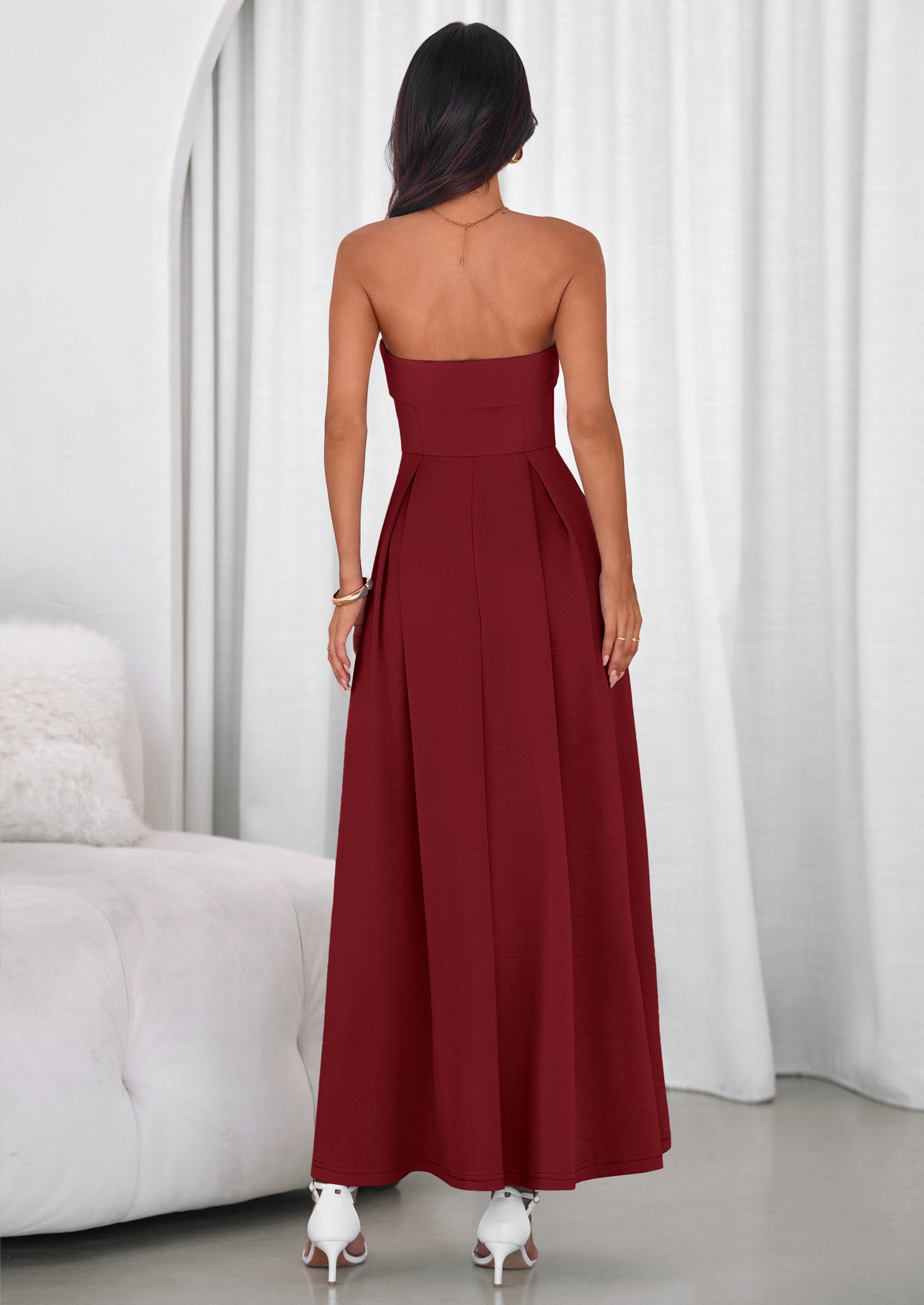 PRETTYGARDEN Cocktail Dresses for Women Summer Formal Elegant Tube Top Strapless Spring Wedding Guest Party Midi Dress PRETTYGARDEN