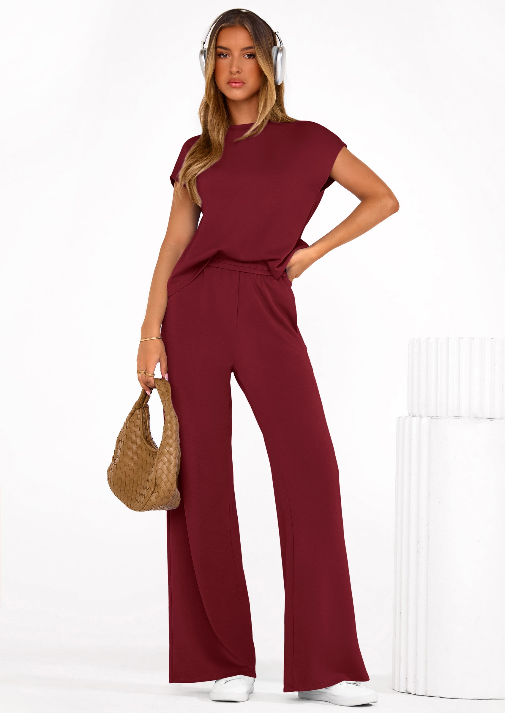 PRETTYGARDEN Womens 2 Piece Outfits Casual Cap Sleeve Lounge Set Summer Tracksuits Matching Sets Beach Fashion Travel Clothes PRETTYGARDEN