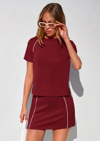 PRETTYGARDEN Women's Summer 2 Piece Skirt Sets Short Sleeve Shirts Tops Skorts Matching Workout Clothes Travel Outfits PRETTYGARDEN