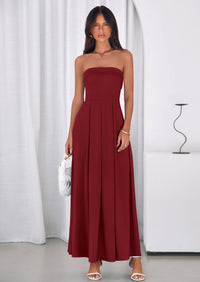 PRETTYGARDEN Cocktail Dresses for Women Summer Formal Elegant Tube Top Strapless Spring Wedding Guest Party Midi Dress PRETTYGARDEN