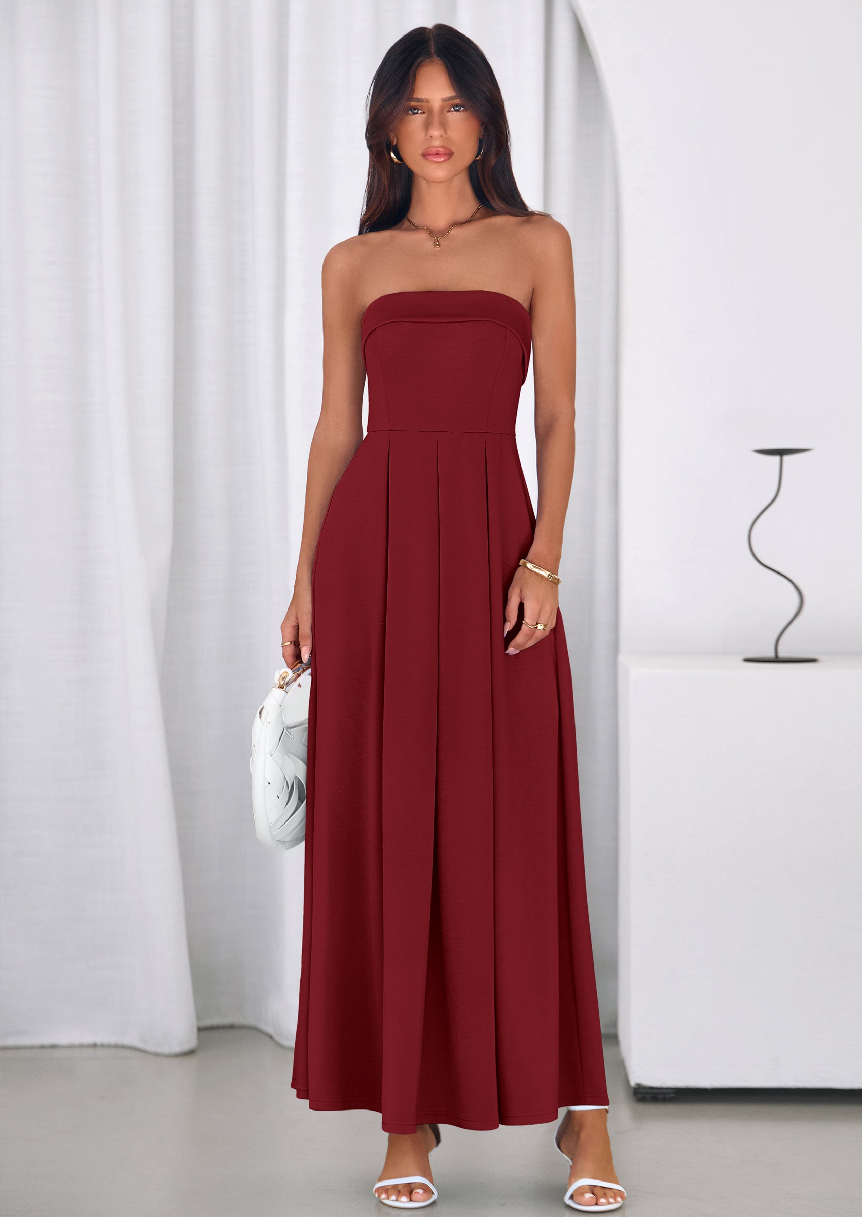 PRETTYGARDEN Cocktail Dresses for Women Summer Formal Elegant Tube Top Strapless Spring Wedding Guest Party Midi Dress PRETTYGARDEN