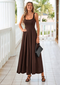 PRETTYGARDEN Cocktail Dresses for Women Formal Summer Sleeveless A Line Long Flowy Spring Wedding Guest Party Midi Dress