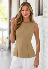 PRETTYGARDEN Women's Summer Vest Tops Business Casual Going Out Outfits Sleeveless Zip Up Dressy Tank Top Suit Waistcoat PRETTYGARDEN