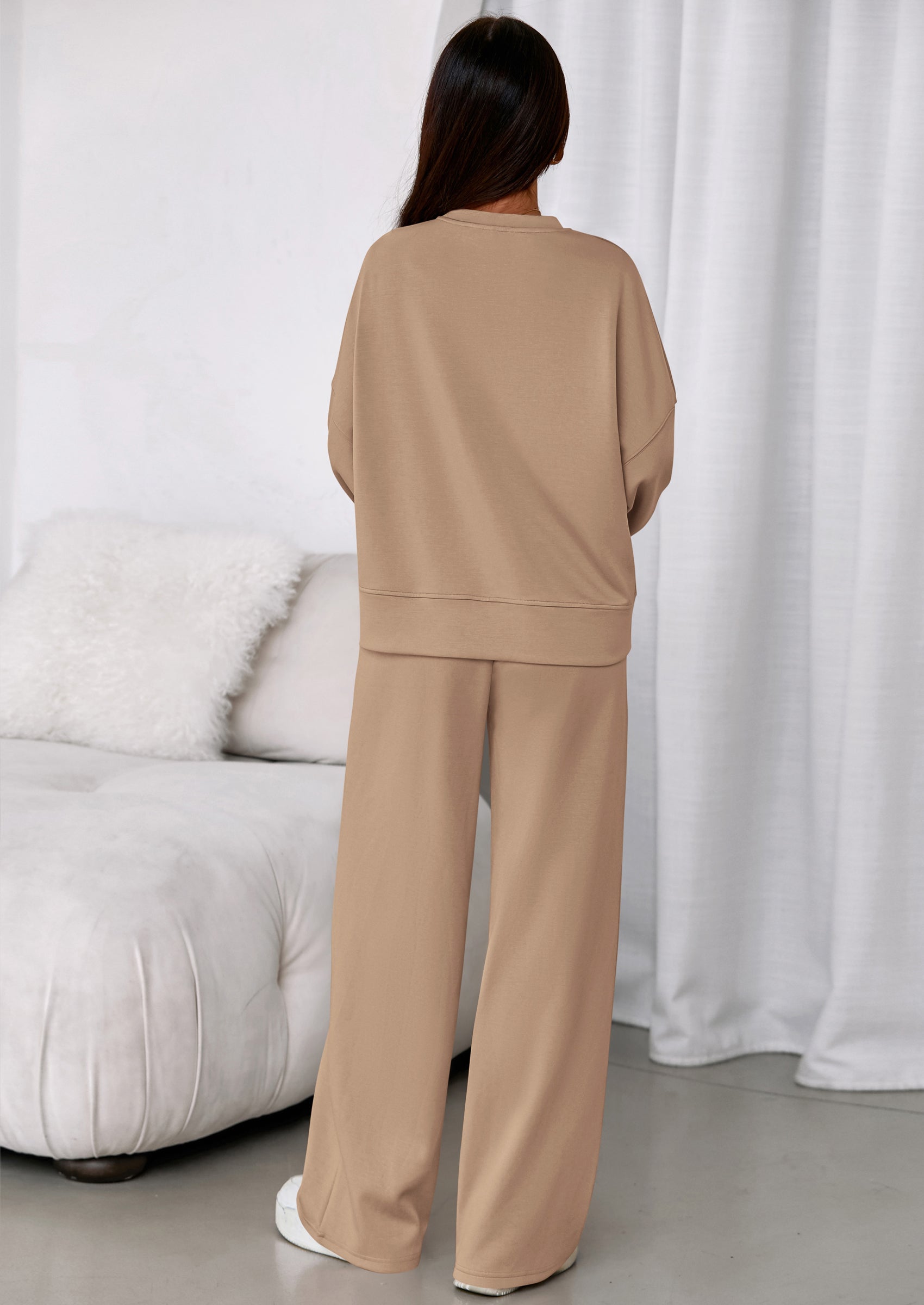 PRETTYGARDEN 2 Piece Sets For Women Fall Trendy Long Sleeve Sweatshirt Wide Leg Pants Loungewear Set Matching Sweatsuit