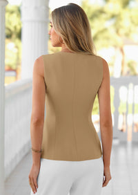 PRETTYGARDEN Women's Summer Vest Tops Business Casual Going Out Outfits Sleeveless Zip Up Dressy Tank Top Suit Waistcoat PRETTYGARDEN