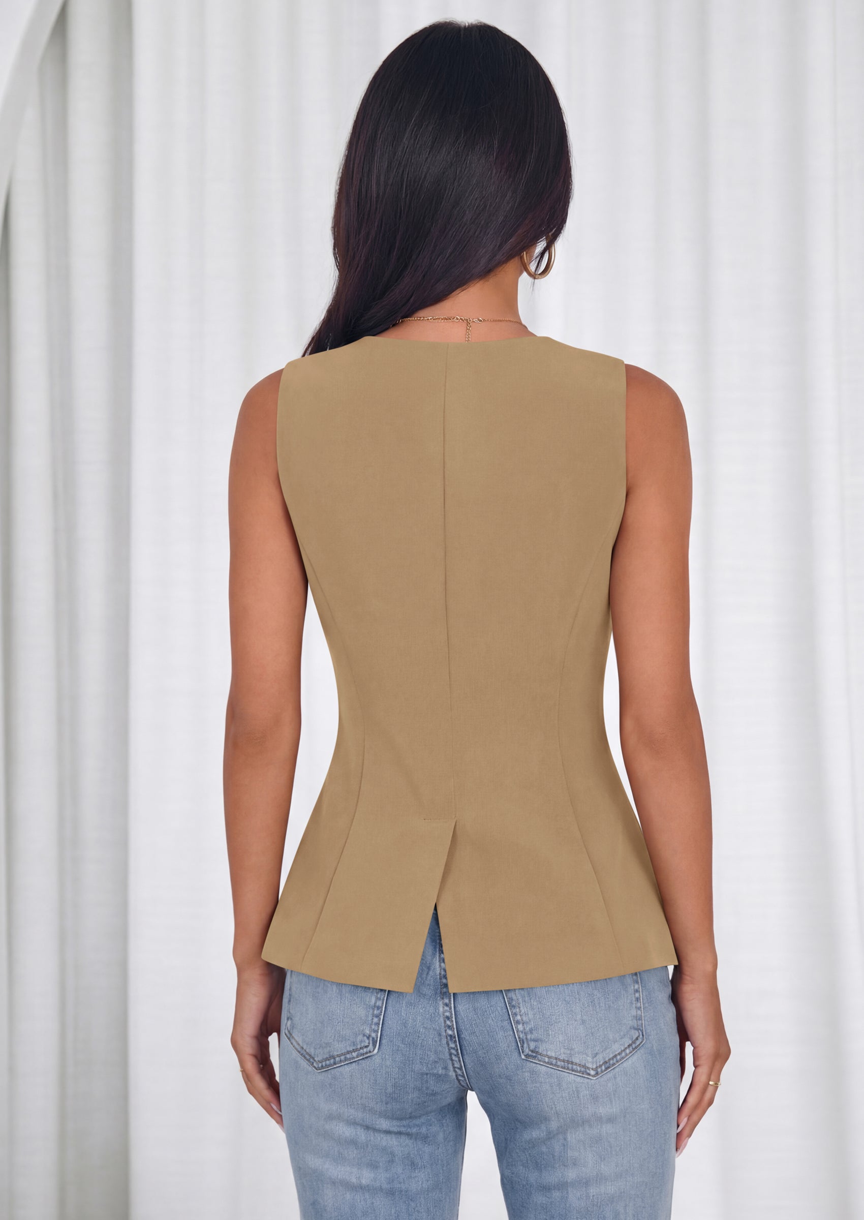 PRETTYGARDEN Womens Summer Sleeveless Blazer Vest Tops Trendy V Neck Button Down Business Casual Suit Vests Waistcoat PRETTYGARDEN