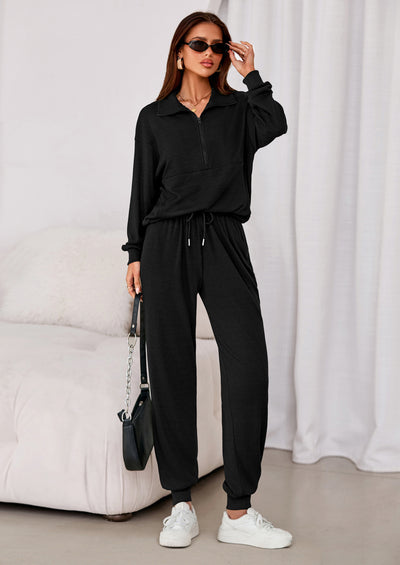 PRETTYGARDEN Women's Fall 2 Piece Lounge Sets Zip Up Sweatshirt Jogger Pants Sweat Track Suits Travel Outfit Winter Clothing