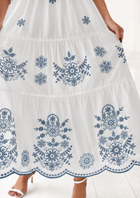 PRETTYGARDEN Boho Dresses for Women Summer Spring Casual Floral Short Sleeve V Neck Maxi Elastic Waist Dress Pockets PRETTYGARDEN