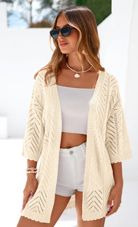 PRETTYGARDEN Summer Cardigan Sweaters for Women Lightweight  Short Sleeve Knit Coverup Spring Beach Vacation Clothes PRETTYGARDEN